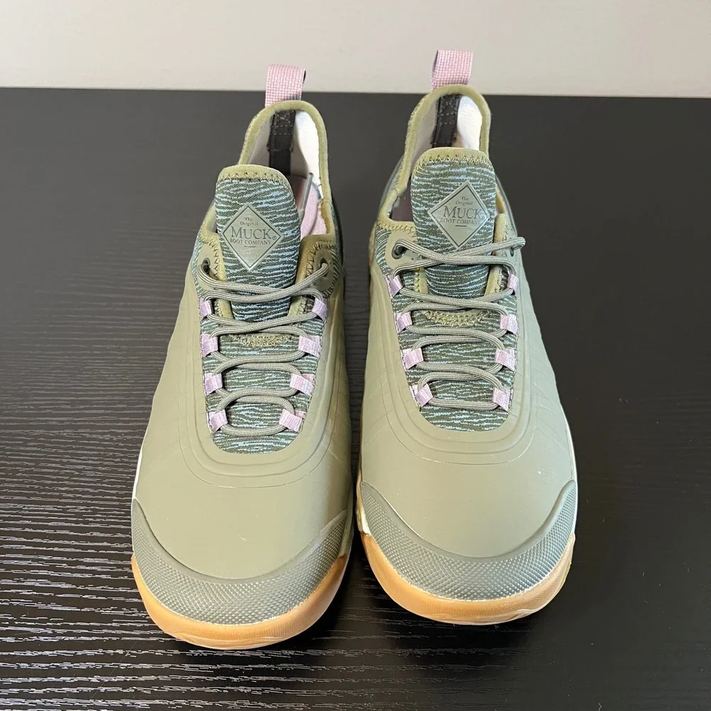 Muck Boot Company Outscape Low Waterproof Shoes Olive Green Lavender Women's 9